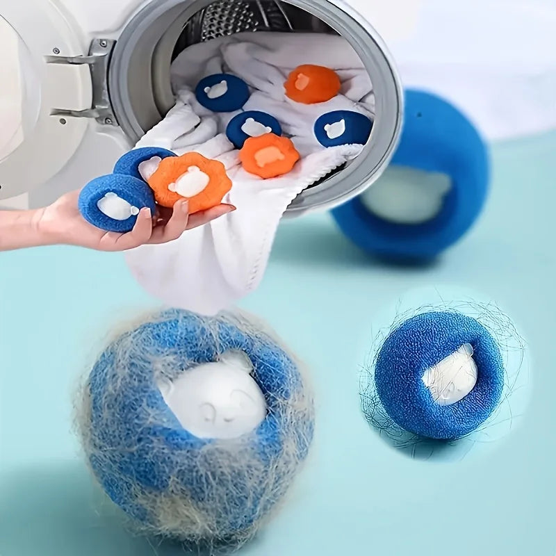 30-Piece Set of Random Color Pet-Shaped Laundry Balls, Anti-Tangle Cleaning Balls, Household Hair Removal Sponge Magic Cleaning Balls, Laundry Lint Remover